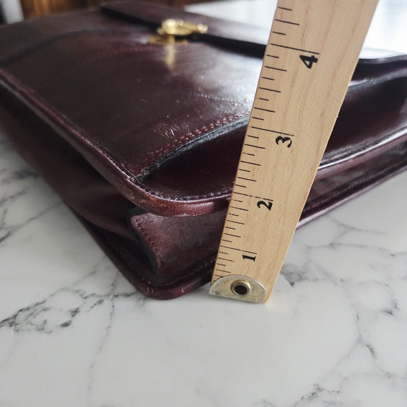 Vintage 90s Burgundy Leather Bugatti Briefcase Oxblood Strap Laptop Bag Satchel - Picture 11 of 12